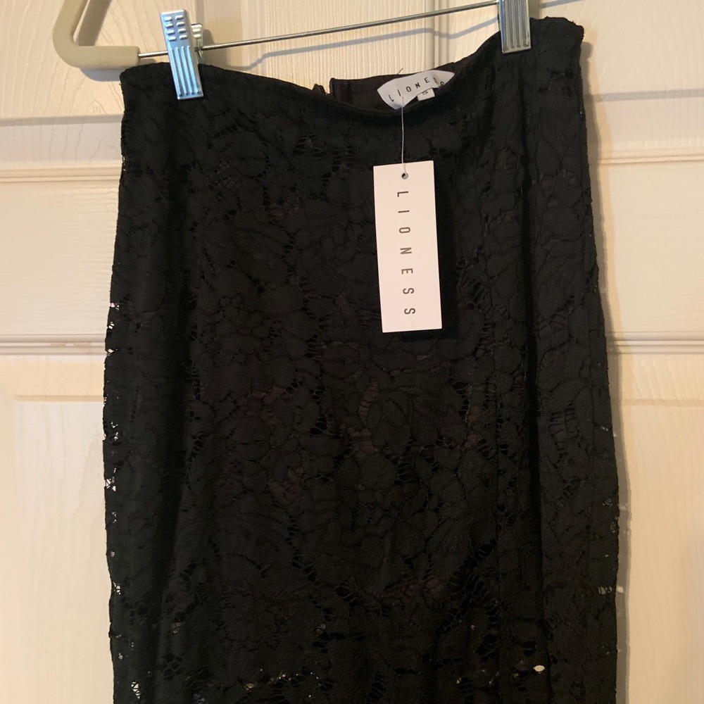Black lace maxi skirt